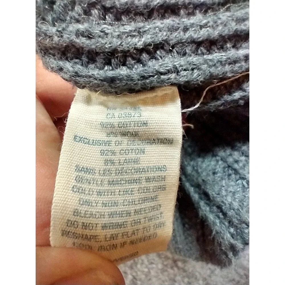 American Eagle Sweater Mens Large Grey Ribbed Knit Cotton Wool Crew Neck